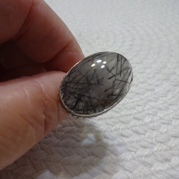 Unique TOURMALINE QUARTZ Handmade Sterling 925 Ring Size 8.25 #743C - Picture 2 of 3